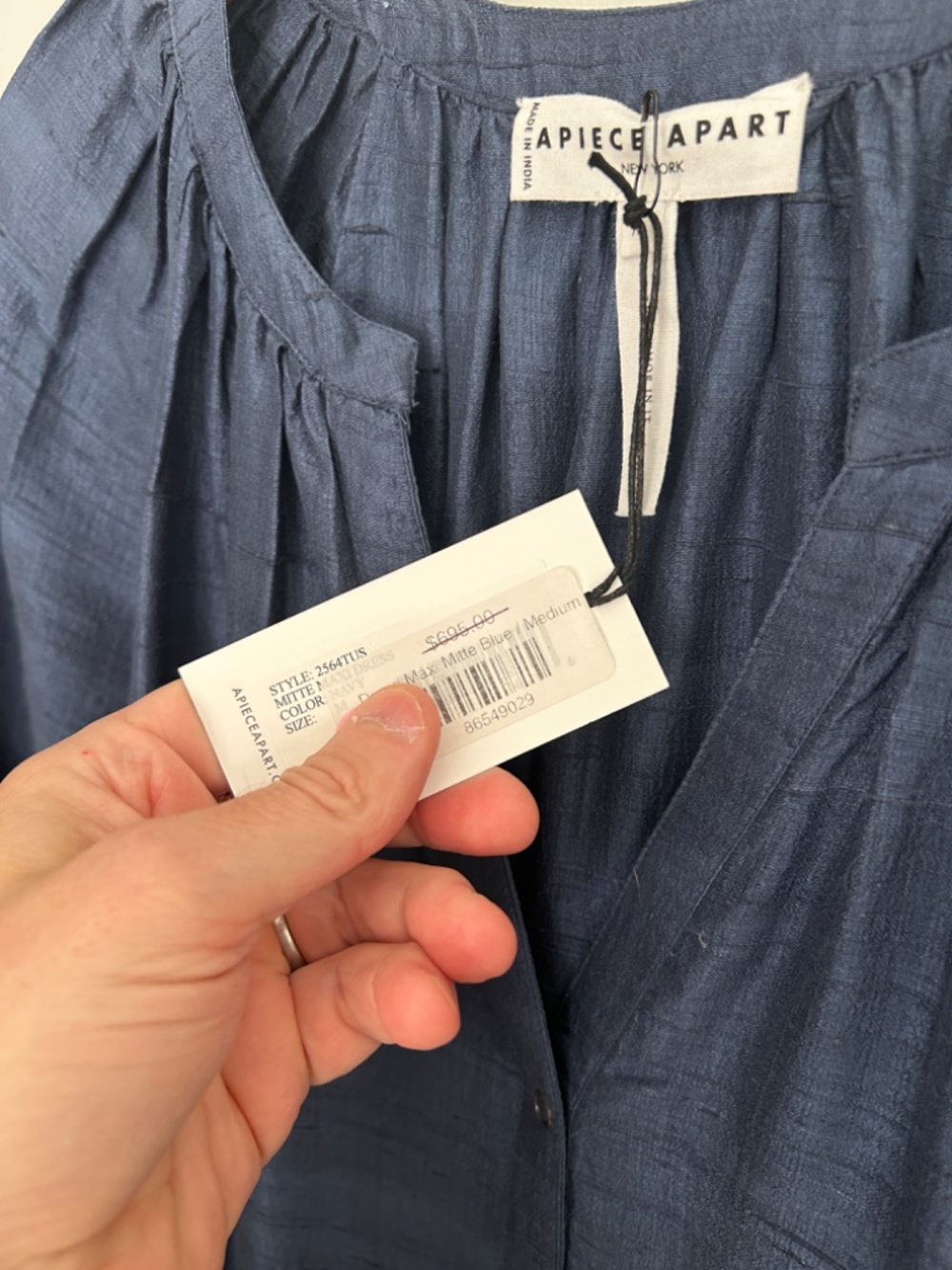 Apiece apart v-neck Maxi Mitte Blue tiered dress - Medium - 100% silk - Picture 4 of 6